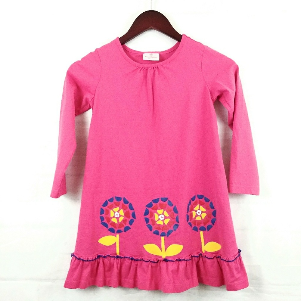 Hanna Andersson Girls Pink Floral Dress Ruffled